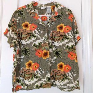 Vintage 90s Hawaiian Rayon Twill Button Down Shirt
